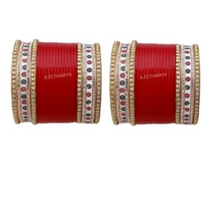 Red Wedding Bridal Chura Set With Pearl Bangles