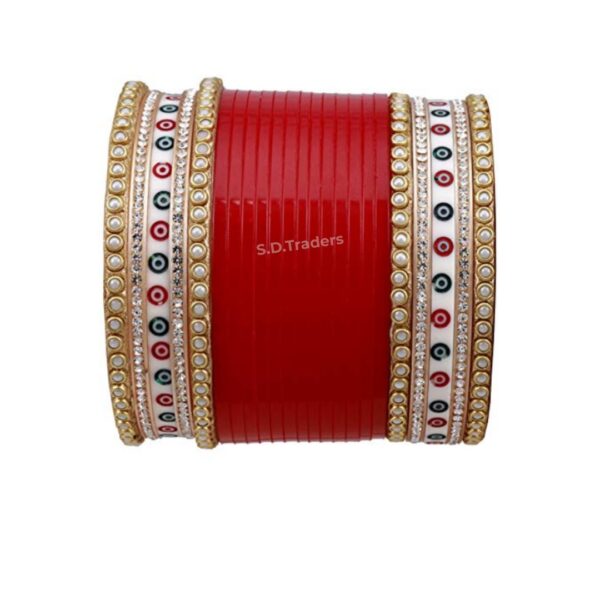 Red Wedding Bridal Chura Set With Pearl Bangles
