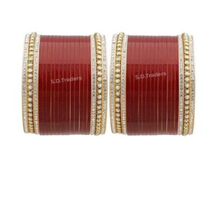 Maroon Hand Finish Designer Wedding Chura