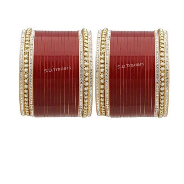 Maroon Hand Finish Designer Wedding Chura