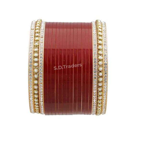 Maroon Hand Finish Designer Wedding Chura
