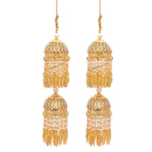 Golden Dual Dome Pearls & Leaf Bridal Kaleera
