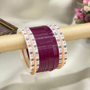 Traditional Maroon Wine Blossom Chooda For Daily Wear