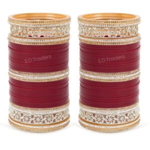 Maroon Flower American Bridal Chura Set