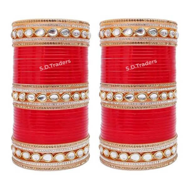 Red Traditional Punjabi Chura Set For Marriage
