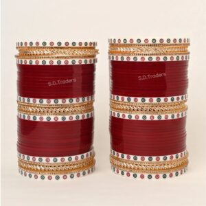 Shining Star Chura With AD And Dotted Bangles
