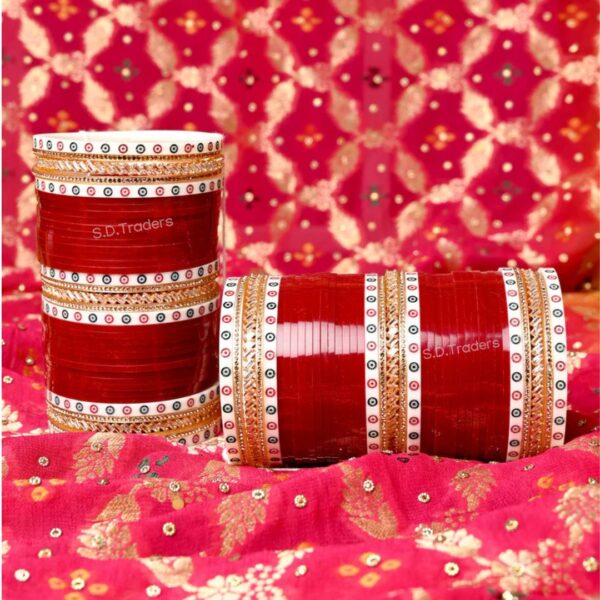 Shining Star Chura With AD And Dotted Bangles