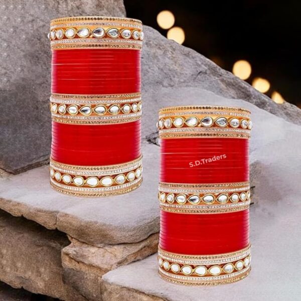 Red Traditional Punjabi Chura Set For Marriage
