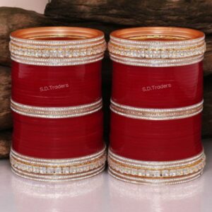 Golden Grace Chura With American Diamond Bangles