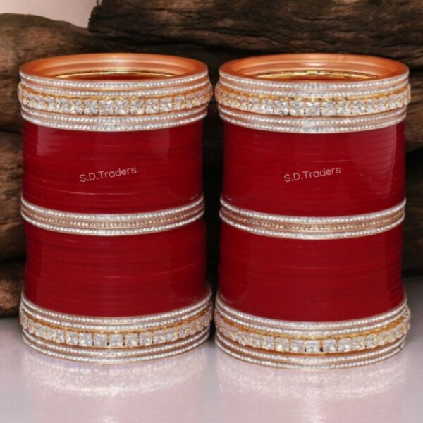 Golden Grace Chura With American Diamond Bangles