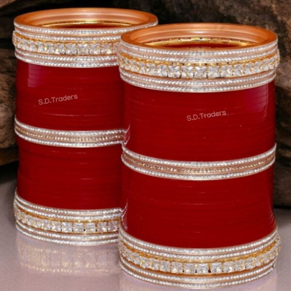 Golden Grace Chura With American Diamond Bangles