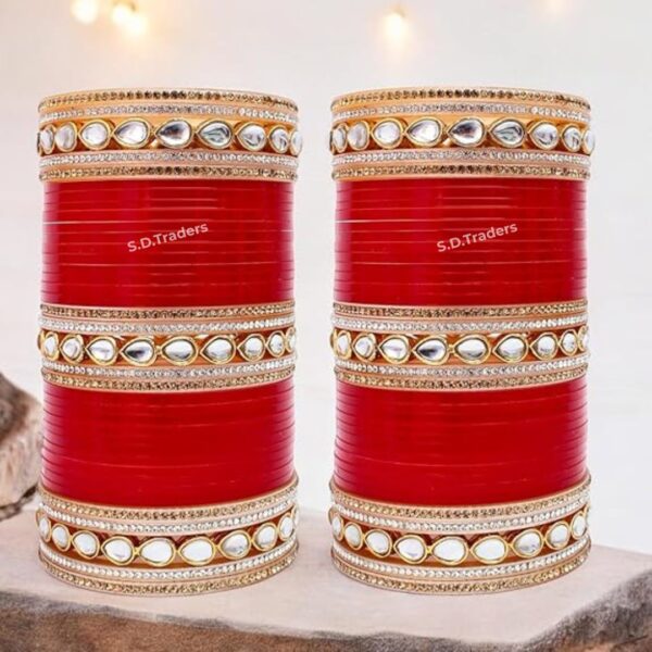 Red Traditional Punjabi Chura Set For Marriage