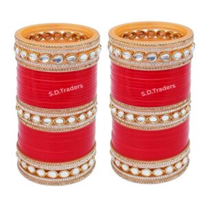 Red Traditional Punjabi Chura Set For Marriage