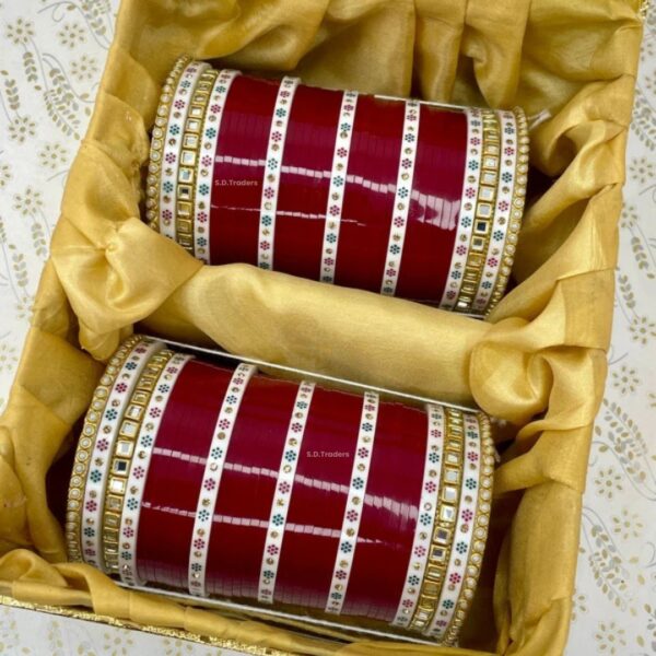Maroon Hand Finish Wedding Chooda for Bride Online - Image 2