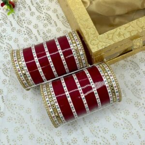 Maroon Hand Finish Wedding Chooda for Bride Online