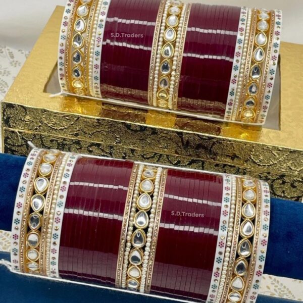 Kundan bridal Chura With Pearl Bangles At Bridal chura Store - Image 3