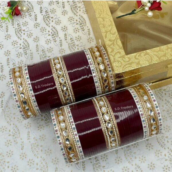 Kundan bridal Chura With Pearl Bangles At Bridal chura Store - Image 2