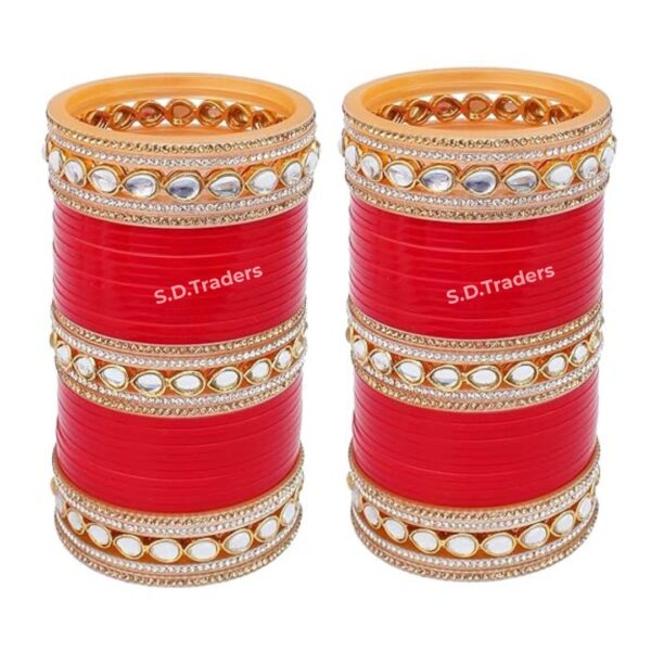 Red Traditional Punjabi Chura Set For Marriage