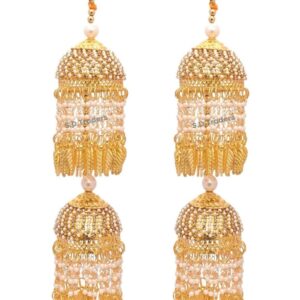Golden Dual Dome Pearls & Leaf Bridal Kaleera
