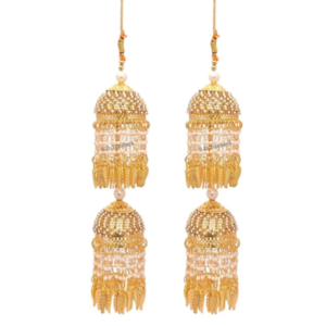 Golden Dual Dome Pearls & Leaf Bridal Kaleera