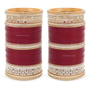 Maroon Flower American Bridal Chura Set