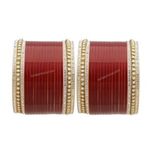 Maroon Hand Finish Designer Wedding Chura