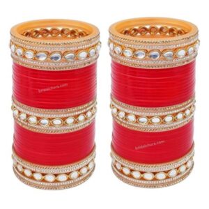 Red Traditional Punjabi Chura Set For Marriage