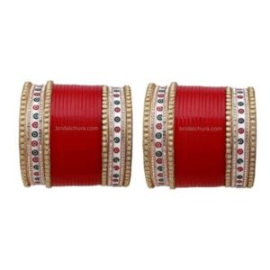 Red Wedding Bridal Chura Set With Pearl Bangles