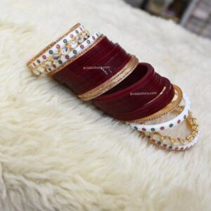Chuda For Wedding With Kundan Bangles In Maroon Colour