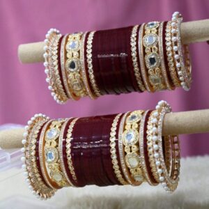 Chuda Set For Wedding With Online In Maroon Colour