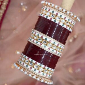 Punjabi Chura Design In Dark Maroon Color