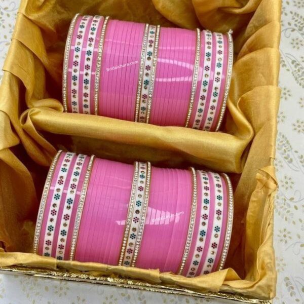 Pink Bridal Chura In Flower design Online At Low Price