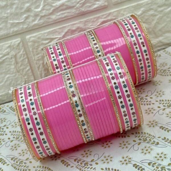 Pink Bridal Chura In Flower design Online At Low Price - Image 2
