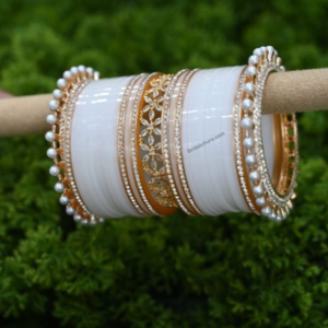 American Diamond Bridal Chura In White Colour For Brides
