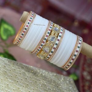 New Bridal White Chura In Kundan Style With Price