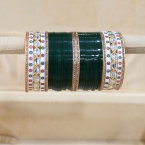 Green Chura Bridal With Kundan Bangles With Price