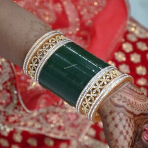 Green Chura Bridal With Kundan Bangles With Price