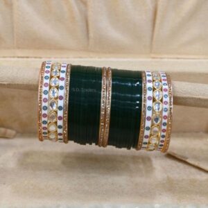 Green Chura Bridal With Kundan Bangles With Price