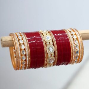 Latest Choora Design With Kundan Bangles In Maroon Colour