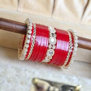 Chuda set Design With Kundan Bangles In Maroon Color