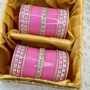 Pink Bridal Chura In Flower design Online At Low Price