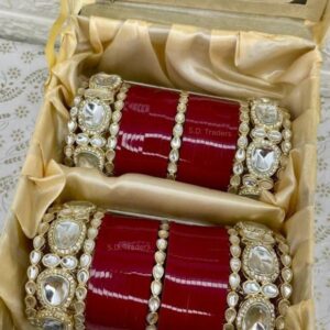 Bridal Maroon Chura In Kundan Design With Price Online