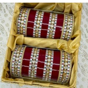 Bridal Chura Punjabi Design In Maroon colour With Price