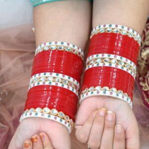 Bridal Red Chura With Kundan bangles At Low Price