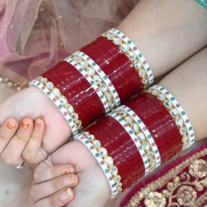 Maroon Chura Bangle Set For Bride Online