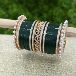 Punjabi Bridal Chura Design In Green Colour