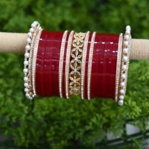 Bridal Chura Design In Maroon Colour Online