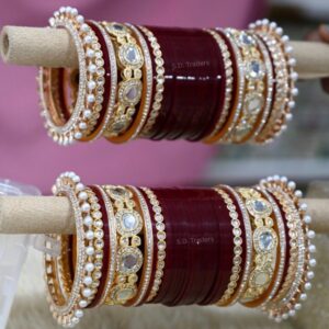 Chuda Set For Wedding With Online In Maroon Colour