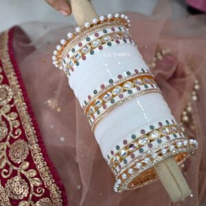 Wedding Kundan Chura Set in White Color Online