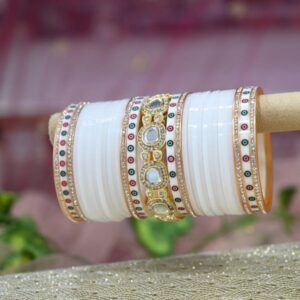 New Bridal White Chura In Kundan Style With Price